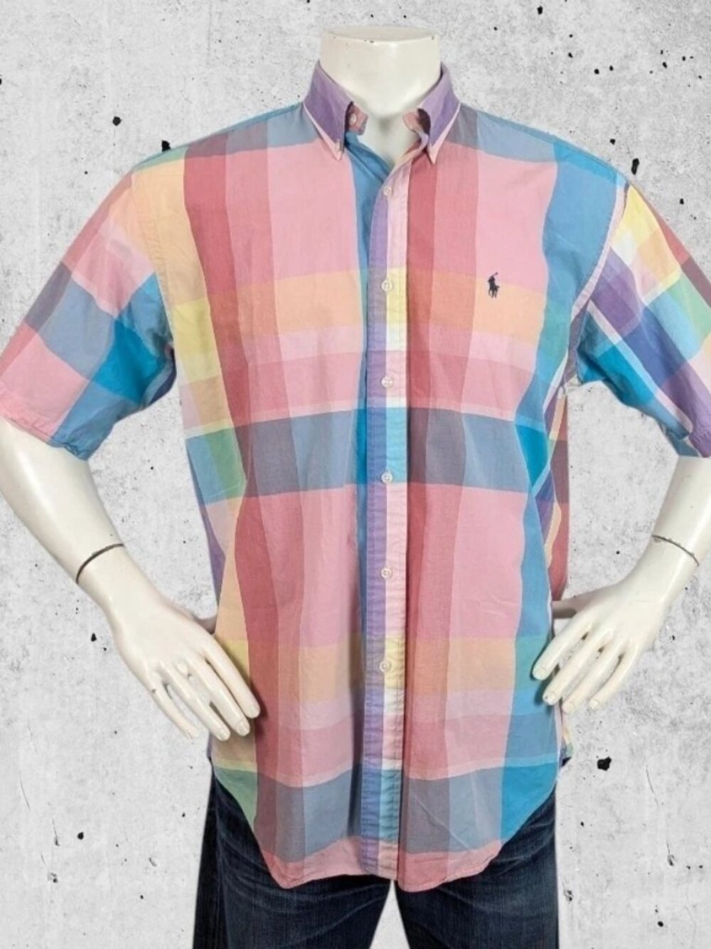 Vintage Ralph Lauren Polo Shirt Size Medium Summer Plaid Blaire